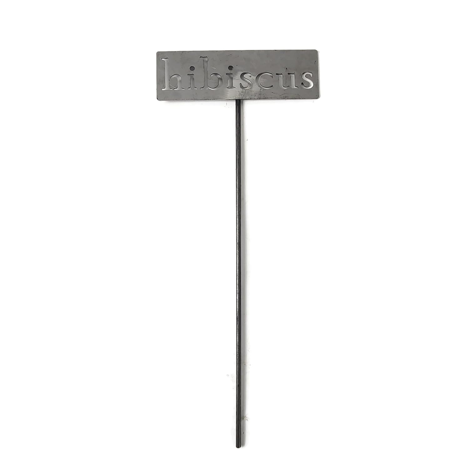 Classic Metal Garden Markers 19 Inches Tall (hibiscus, Raw, Unfinished Steel (will rust with time))-VerdiqueGarden