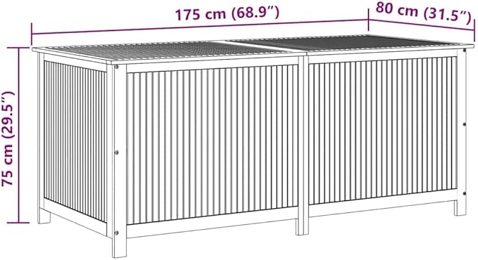 vidaXL Outdoor Storage Box, [Load Capacity Gallon] Deck Box with Gas-Lift Lid, Storage Chest with Water-Resistant Zippered Bag Inside, 68.9''x31.5''x29.5'', Solid Acacia Wood-VerdiqueGarden
