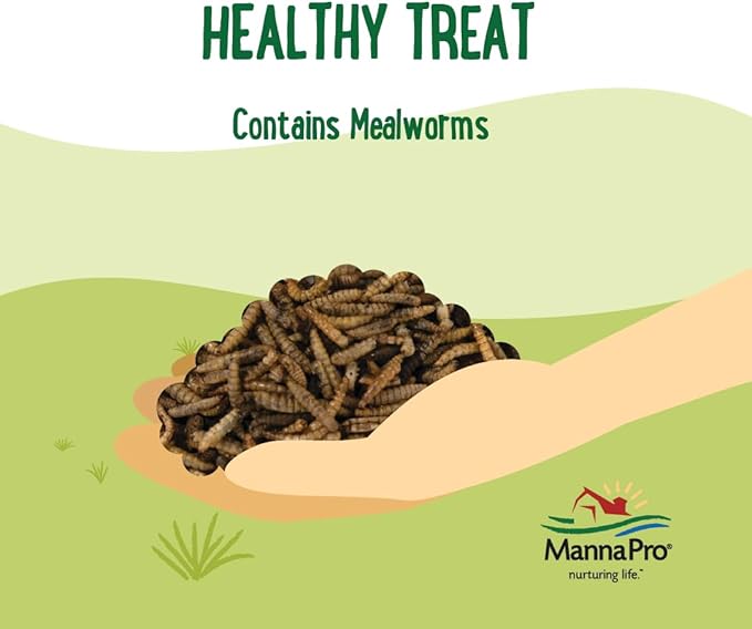 Manna Pro Farmhouse Favorites Mealworms Poultry Treat - Protein Treat for Chicken - Poultry, Turkey, Ducks, Geese, and Guinea Fowl Treat - Contains 50% Protein - 100% Natural Poultry Snack - 2lbs-VerdiqueGarden