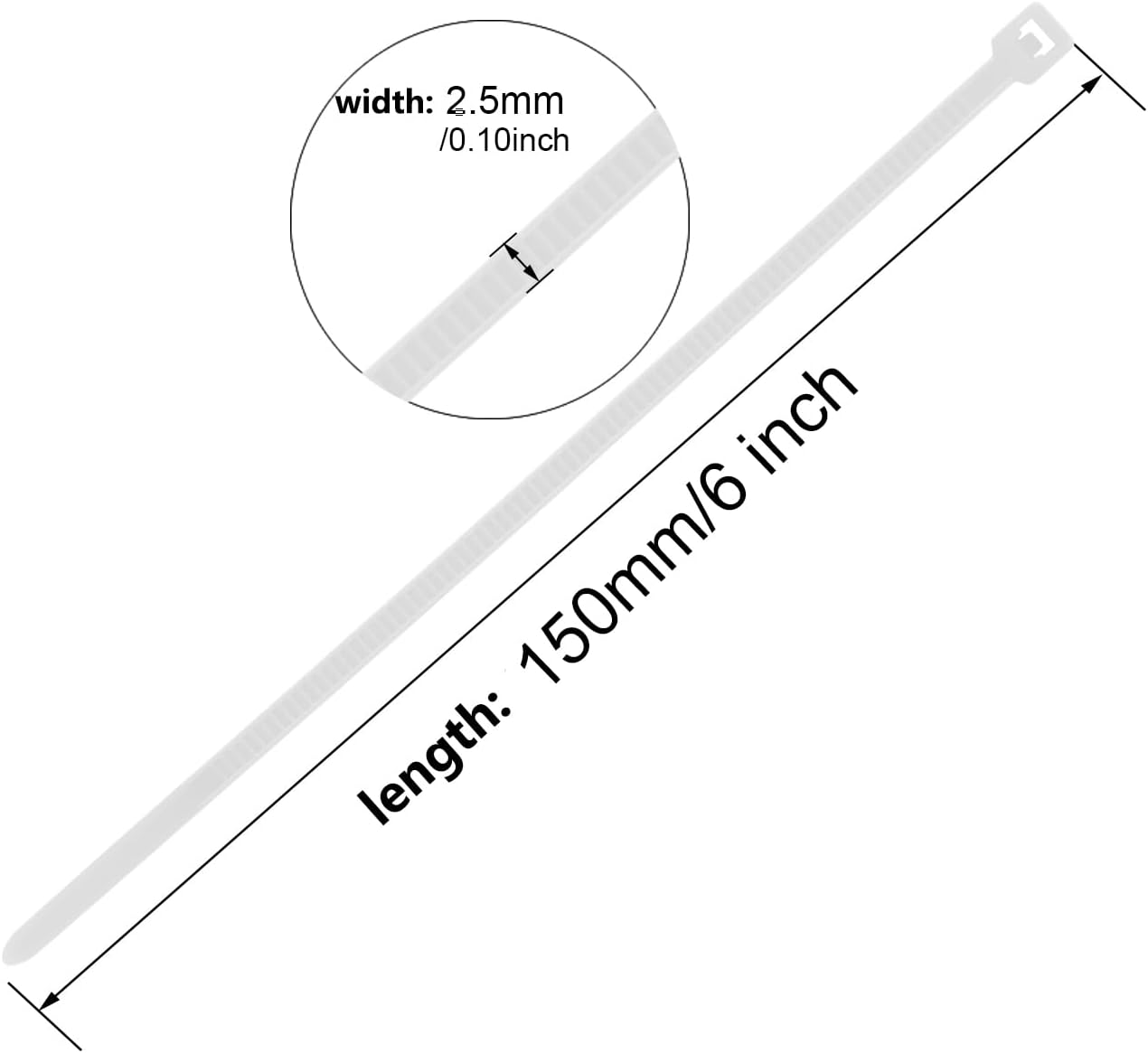 6 Inch Silver Zip Tie 1000 PCS, 18 Lbs - Small to Medium Zip Tie, Nylon PA66 UV Resistant Cable Tie for Indoor and Outdoor Use - Ideal for bundling and securing objects-VerdiqueGarden