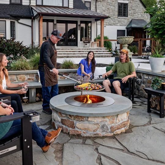 Breeo Zentro Stainless Steel Fire Pit Insert - Smokeless Firepit Ring Insert for Outdoor Fire Pit - for Outside Block, Stone, & Concrete Backyard Firepit Surrounds - Lid Included - Round 24"-VerdiqueGarden