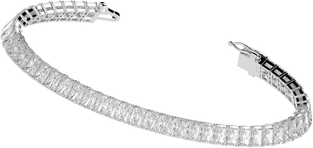 Houston Diamond District 2 to 28 Carat Lab Grown Diamond Classic Tennis Bracelet, 4-Prong Setting for Women (E-F Color, VS2-SI1 Clarity)