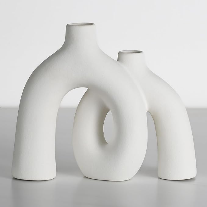 CEMABT Modern Nordic Boho Vase Set - Elegant White Matte Ceramic Home Decor for Living Room, Bookshelf, Mantel, Entryway Table & Console Décor | Shelf Decorations Gift-VerdiqueGarden