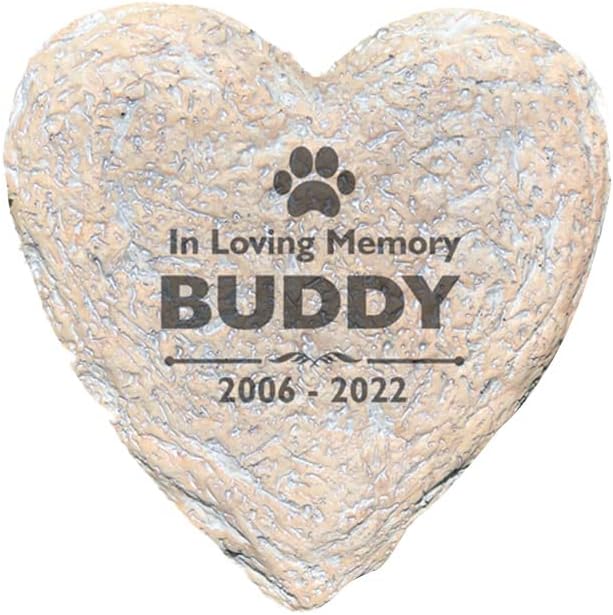 GiftsForYouNow Engraved Personalized Pet Memorial Garden Stone, 8.5" W, Heart-Shaped, Durable, Waterproof, Indoor/Outdoor-VerdiqueGarden