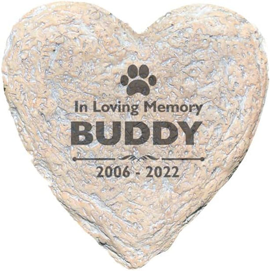 GiftsForYouNow Engraved Personalized Pet Memorial Garden Stone, 8.5" W, Heart-Shaped, Durable, Waterproof, Indoor/Outdoor-VerdiqueGarden