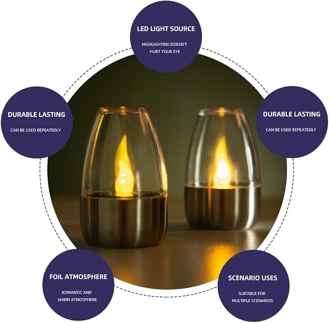 Solar Candle Lights,Flameless Candle Lights,Solar Rechargeable Tea Wax lamp,6 flameless Candle Light, Suitable for Wedding, Valentine's Day, Halloween, Christmas (Tea Light)-VerdiqueGarden