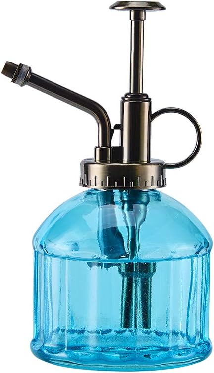 Glass Plant Mister Spray Bottle, Vintage Plant Water Spritzer Sprayer Mister, Succulent Watering Bottle with Top Pump, Small Glass Watering Can for Indoor Outdoor Houseplant - Blue-VerdiqueGarden