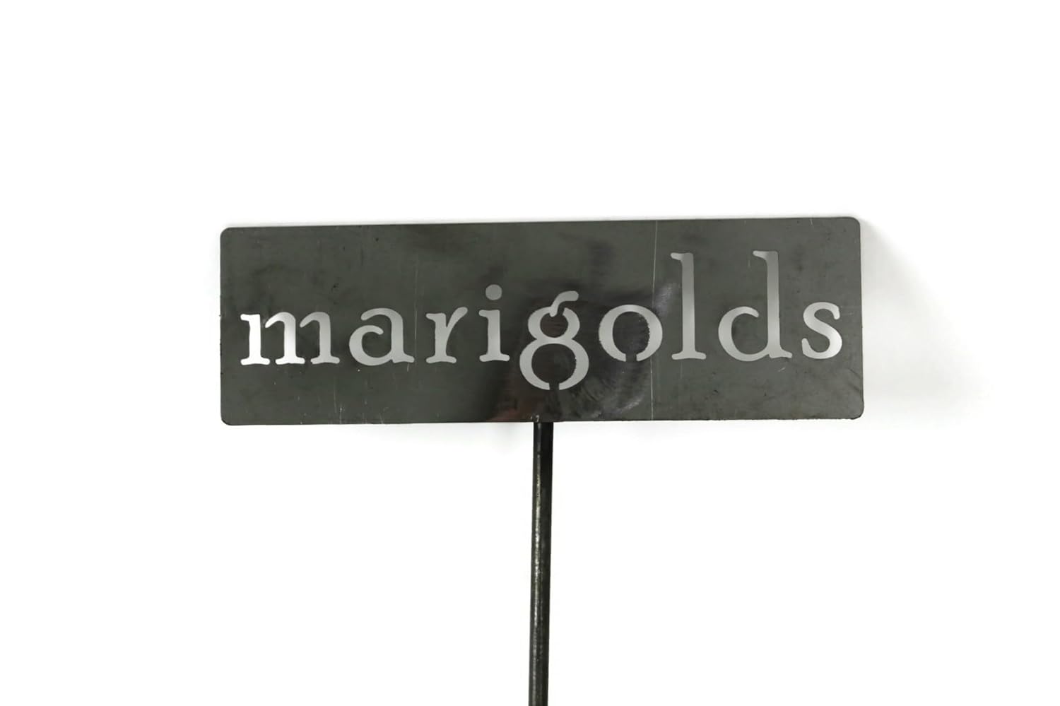 Classic Metal Garden Markers 19 Inches Tall (marigolds, Raw, Unfinished Steel (will rust with time))-VerdiqueGarden