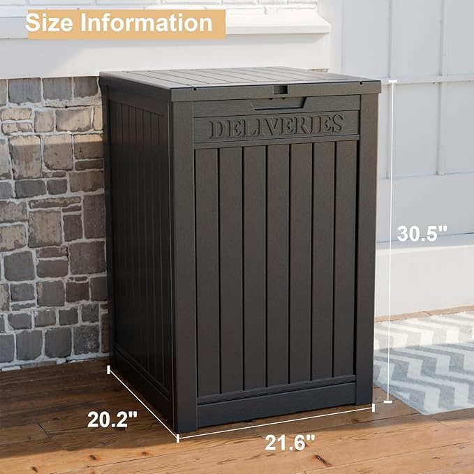 DRATO 48 Gallon Package Delivery Box, Large Lockable Storage Box, Double-Wall Resin Outdoor Package Delivery and Waterproof Deck Box for Porch, Patios-VerdiqueGarden