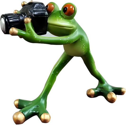Outdoor Decor Garden Frogs Outdoor Decor Frog Gifts,Paparazzi Camera Decor,Frog Statues for Garden Frog Resin Crafts for Shelves Table Desk Decor-VerdiqueGarden