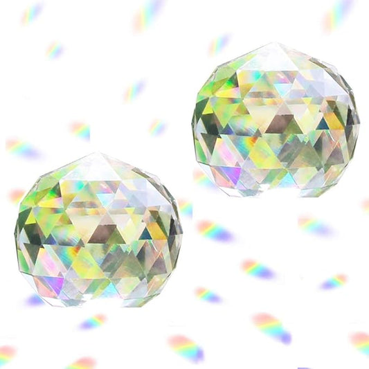 2 Pack Clear Glass Crystal Ball Prisms Window Rainbow Maker Sphere Faceted Gazing Ball Prism Prism Suncatcher for Home Décor, Feng Shui, (60mm /2.36inch, 2 pcs)-VerdiqueGarden