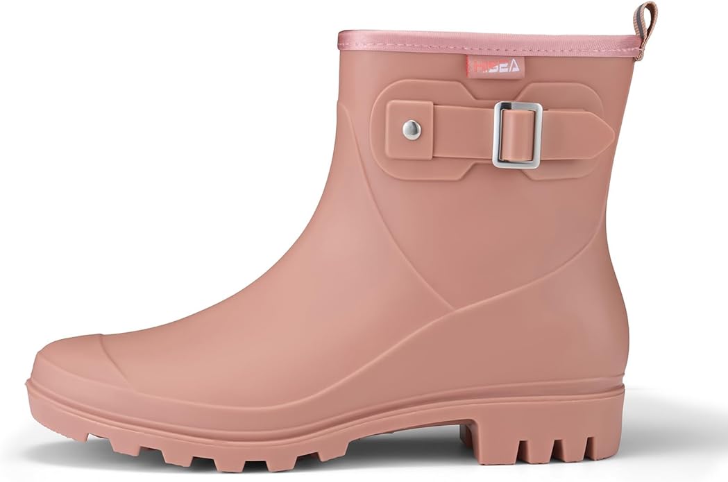 HISEA Women's Ankle Rain Boots Waterproof, Fashion Short Garden Shoes Anti-slip for Women with Comfortable Insole-VerdiqueGarden