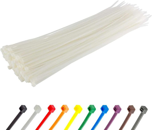 GTSE 14 Inch White/Clear Zip Ties, 100 Pack, 40lb Strength, UV Resistant Long Nylon Long Cable Ties, Self-Locking 14" Tie Wraps-VerdiqueGarden