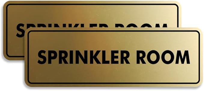 Signs ByLITA Standard Sprinkler Room Sign (Brushed Gold) - Small 2 Pack-VerdiqueGarden