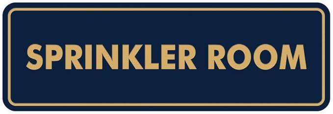 Signs ByLITA Standard Sprinkler Room Sign (Navy Blue/Gold) - Large-VerdiqueGarden
