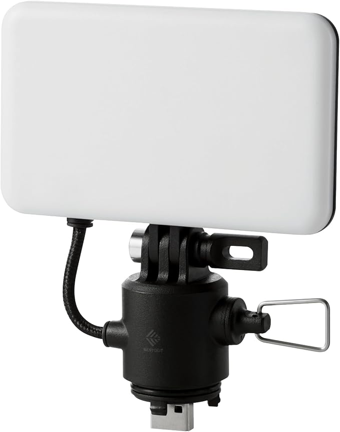 ELECOM NESTOUT Outdoor Camping LED Panel Flashlight w/Mini Tripod, Dimmable USB Powered LED Light, IP44 Water Dust Resistant, 30-1000 Lumen, Portable Lantern for NESTOUT Power Bank, Black (Flash-1)-VerdiqueGarden