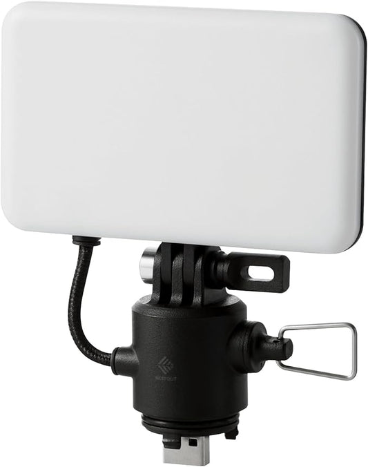 ELECOM NESTOUT Outdoor Camping LED Panel Flashlight w/Mini Tripod, Dimmable USB Powered LED Light, IP44 Water Dust Resistant, 30-1000 Lumen, Portable Lantern for NESTOUT Power Bank, Black (Flash-1)-VerdiqueGarden