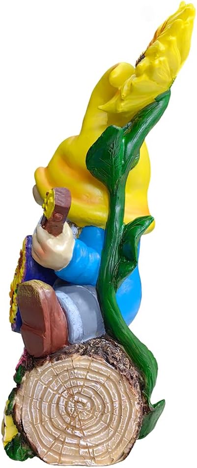 Spring & Summer-Themed Garden Statues – Adorable Outdoor Decor for Lawn, Patio & Porch (Bloom with Joy Sunflower Gnome 10" Garden Statue Figurine with Guitar, Spring and Summer Home Decoration)-VerdiqueGarden