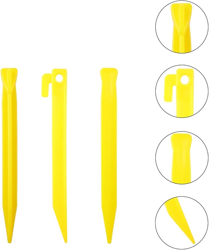 10-Pack Plastic Tent Stakes – 7-Inch Heavy Duty Canopy Anchoring Pegs for Camping, Gardening, Landscaping, Backpacking – Lightweight, Rust-Proof, Reusable Camping Stake-VerdiqueGarden