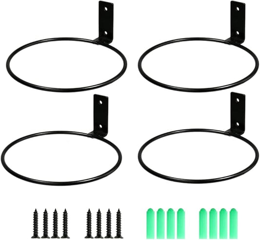 4 Pack 6in Flower Pot Holder Ring Wall Mounted Metal Planter Hooks Hangers Wall Bracket Wall Planter Hook (4, 6")-VerdiqueGarden