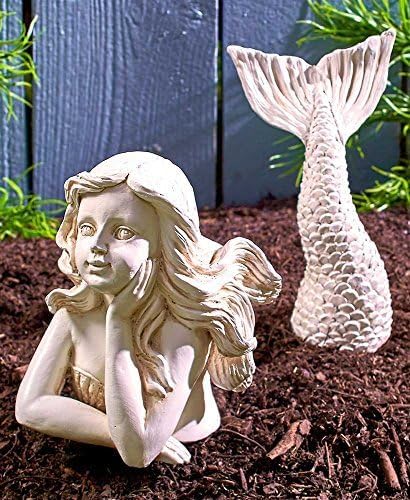 BGBWBFBR Handmade Mermaid Statue Set with Blue and White Starfish: A Beautiful Addition to Your Home Décor, ry-001-VerdiqueGarden