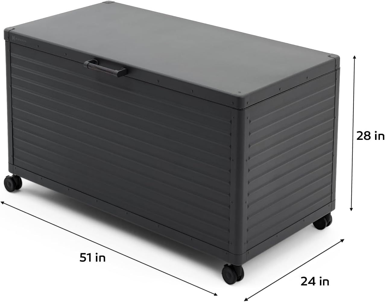134 Gallon Outdoor Storage Box Waterproof, Metal Deck Box with wheels for Patio Furniture, Garden Tools, Outdoor Cushion, Charcoal-VerdiqueGarden