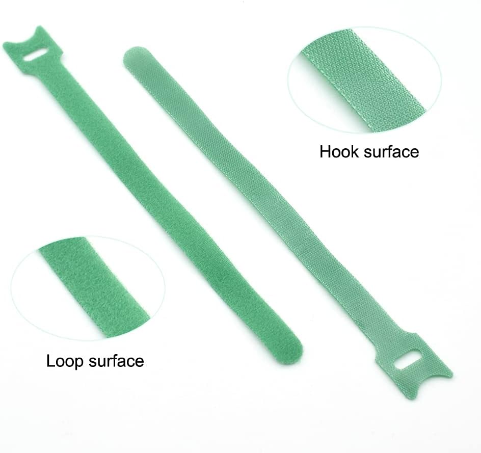 Hook＆Loop Garden Plant Cable Ties, Adjustable Garden Nylon Ties for Supporting Plant and Vines, Multi-Functional Ties(100 Pcs, 8 Inch, Green)-VerdiqueGarden