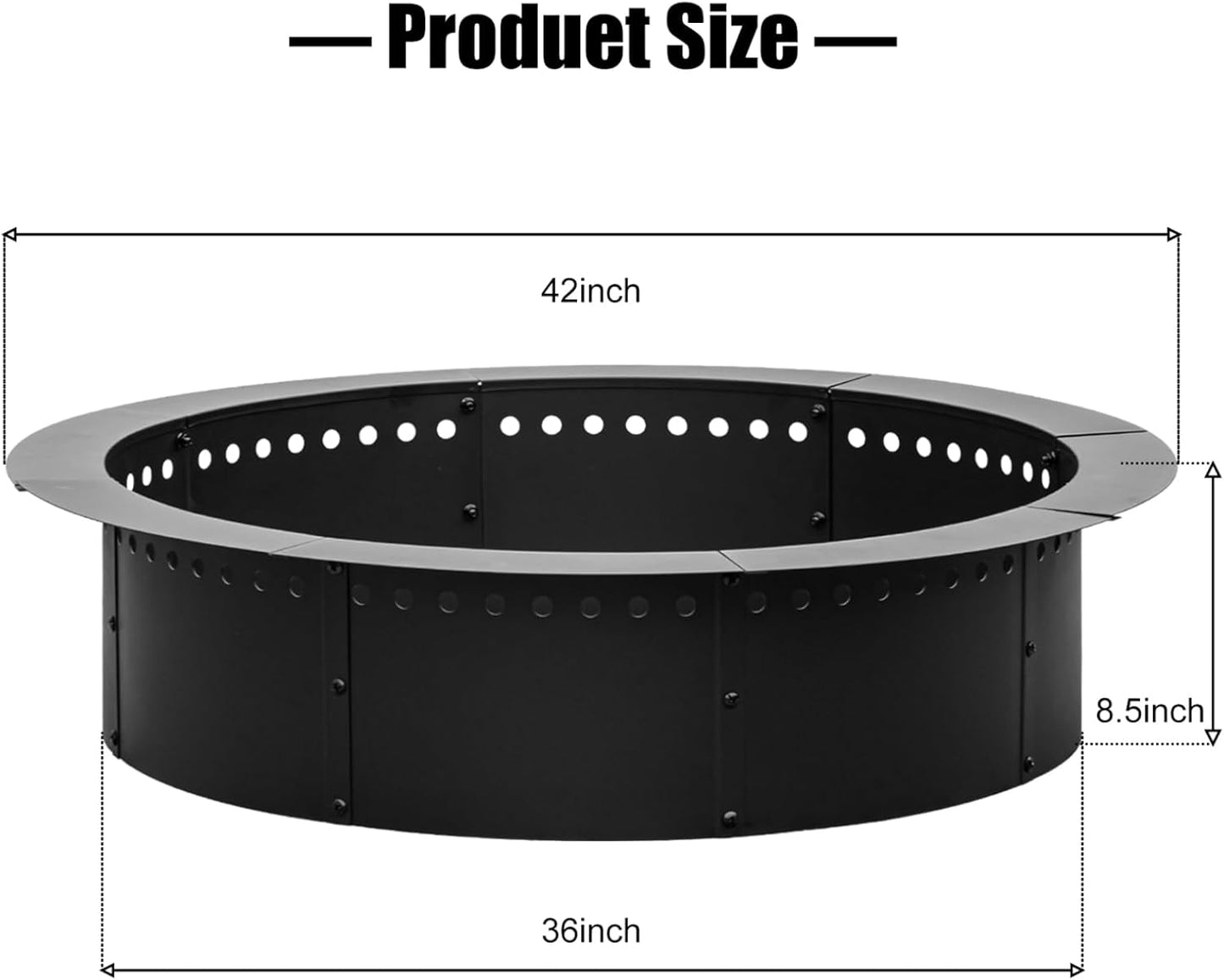 42 inch Fire Ring, Large Round Firepit Insert,Fire Pit Ring for Camping, Wood Burning Fire Pit for Yard,Garden,Outdoor Fireplace, DIY Fire Rings for Outside-VerdiqueGarden