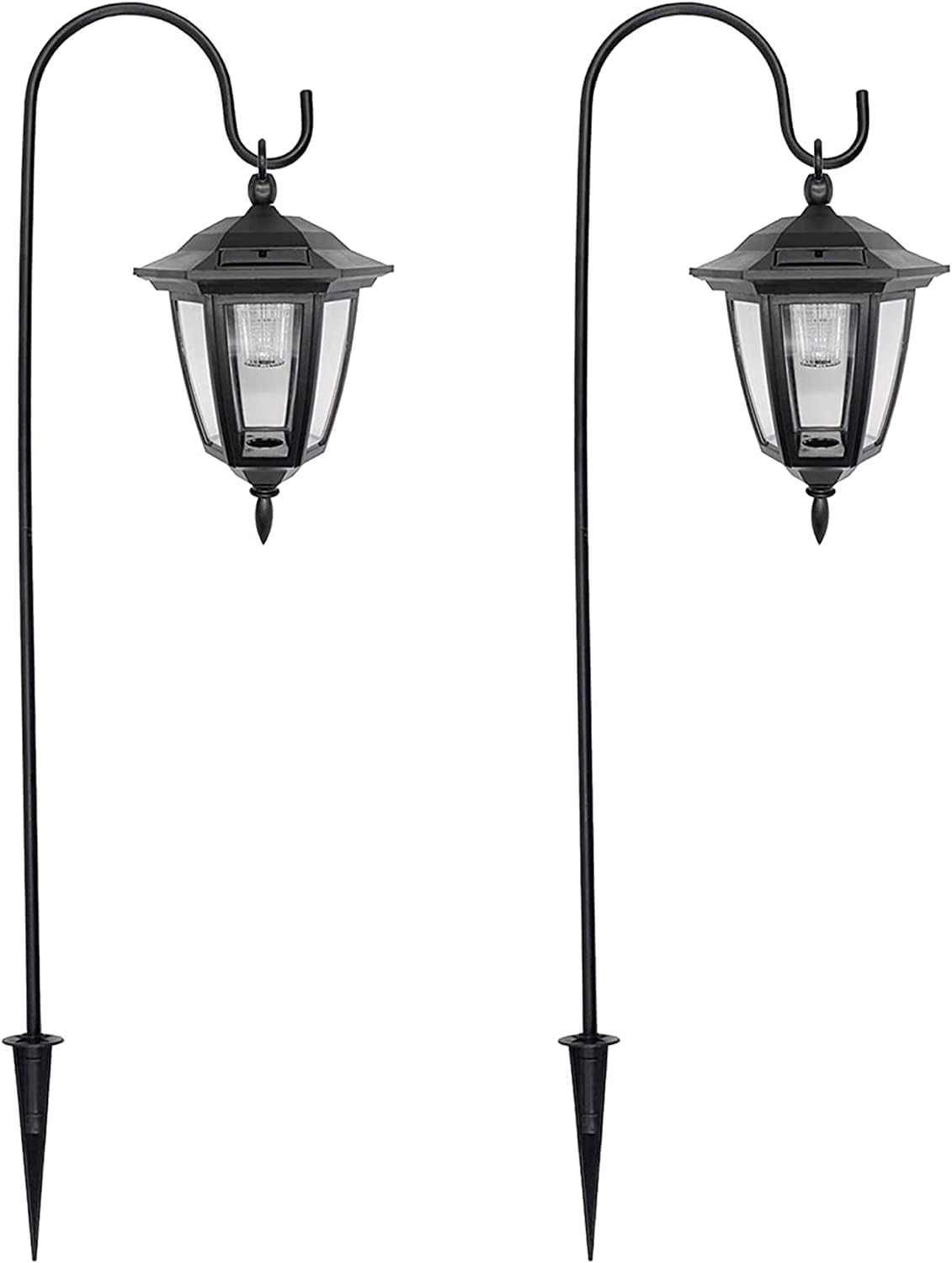 MAGGIFT 34 Inch Hanging Solar Lights, Decorative Garden Lanterns with 2 Shepherd Hooks, Solar Powered Coach Lights, Warm White LED Outdoor Lighting for Landscape, Yard, Pathway and Patio, 2 Pack-VerdiqueGarden