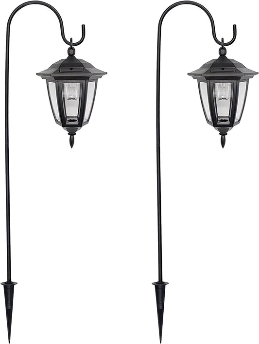 MAGGIFT 34 Inch Hanging Solar Lights, Decorative Garden Lanterns with 2 Shepherd Hooks, Solar Powered Coach Lights, Warm White LED Outdoor Lighting for Landscape, Yard, Pathway and Patio, 2 Pack-VerdiqueGarden