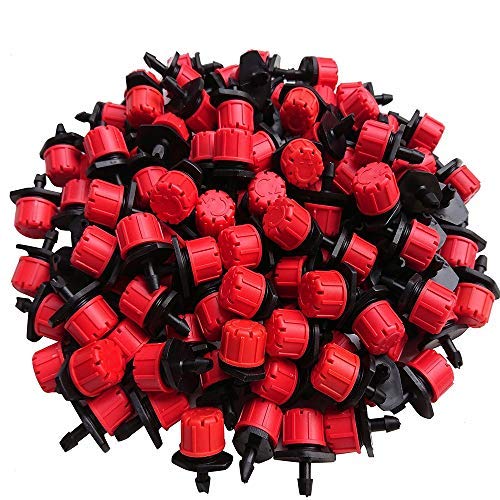 100 pcs 1/4 Inch Adjustable Drip Irrigation Parts, Irrigation Drippers Sprinklers for Drip Irrigation System-VerdiqueGarden