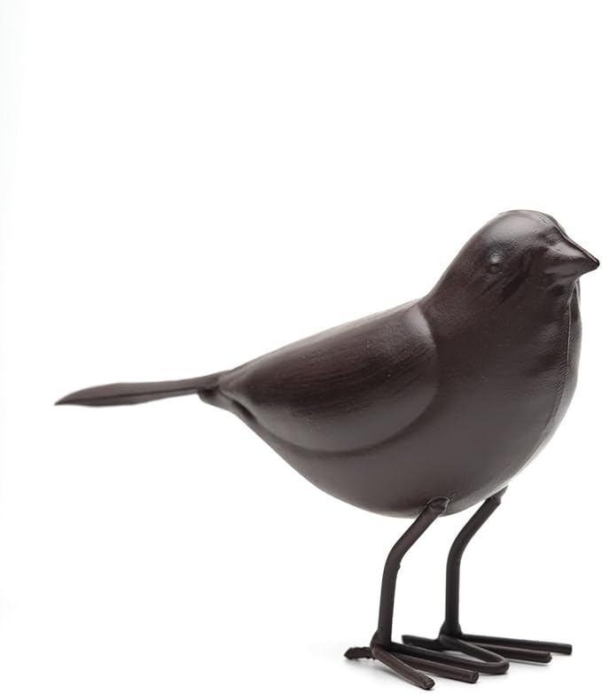 Decorative Small Nostalgia Style Cute Bird Art Iron Sculpture Figurine Home & Office & Garden Decoration, Rust/Brown (American Robin)-VerdiqueGarden