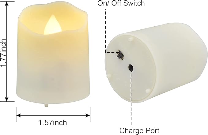 12 PCS Rechargeable Candles Flameless Tea Lights with Remote, USB LED Tealights with Timer Flickering Fake Candle, Votive Tea Light for Halloween, Holiday, Christmas, Party, Home Decorations-VerdiqueGarden