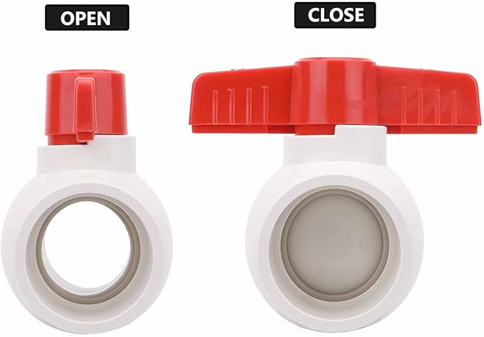 2Pcs 1-1/2" PVC Ball Valve Water Pipe Shut-off Valve Socket with Red T-Handle for Cold Water Supply lines, Irrigation Pipe fitting System(Socket x Socket), Schedule 40-VerdiqueGarden