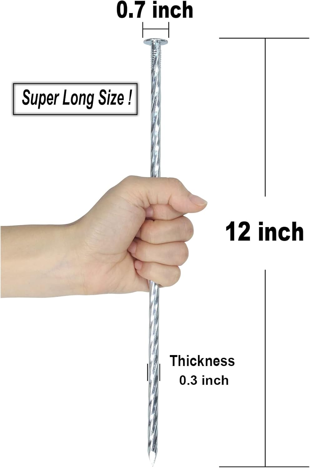 12 Inch Galvanized Landscape Stakes Metal Landscape Edging Anchoring Spikes, Landscape Anchoring Stake for Artificial Turf, Paver Edging, Weed Barrier, Tent, Camping, Carpentry (15)-VerdiqueGarden