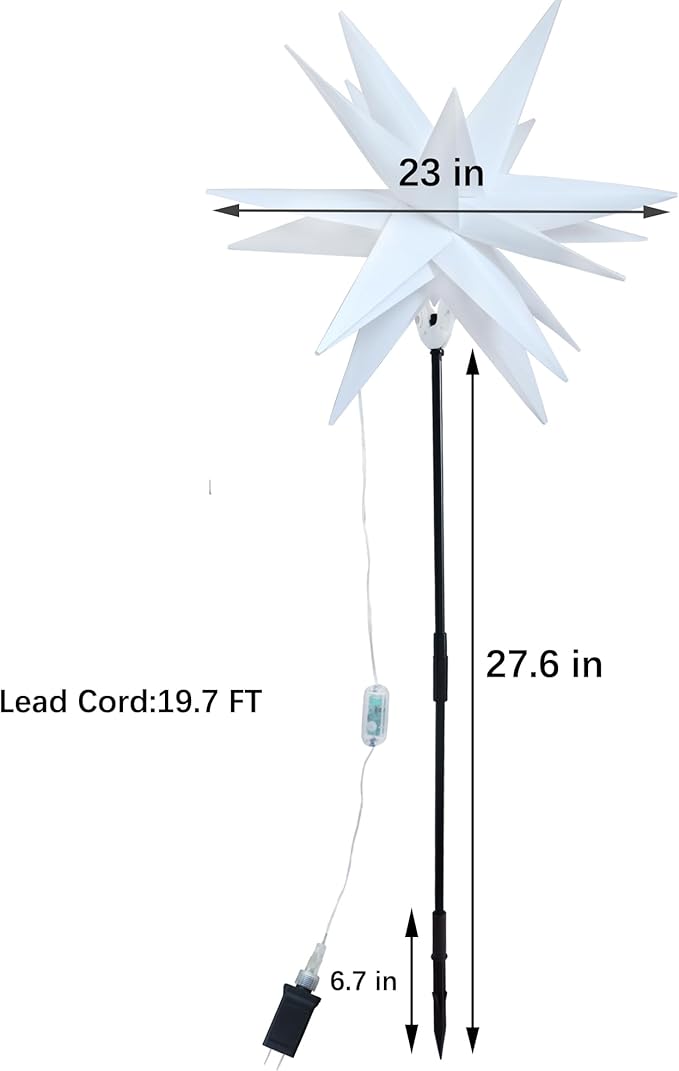 FUCHSUN 23 Inch 90 LED Moravian Star Light, Christmas Tree Topper Hanging Stars Lights Outdoor, Color Changing & 6 Lighting Modes, Ceiling Balcony Xmas Party Porch Yard Room Holiday Wedding Decoration-VerdiqueGarden