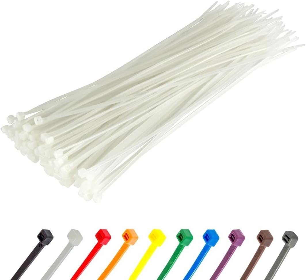 GTSE 6 Inch White/Clear Zip Ties, 100 Pack, 40lb Strength, UV Resistant Strong Nylon Cable Ties, Self-Locking 6" Tie Wraps-VerdiqueGarden