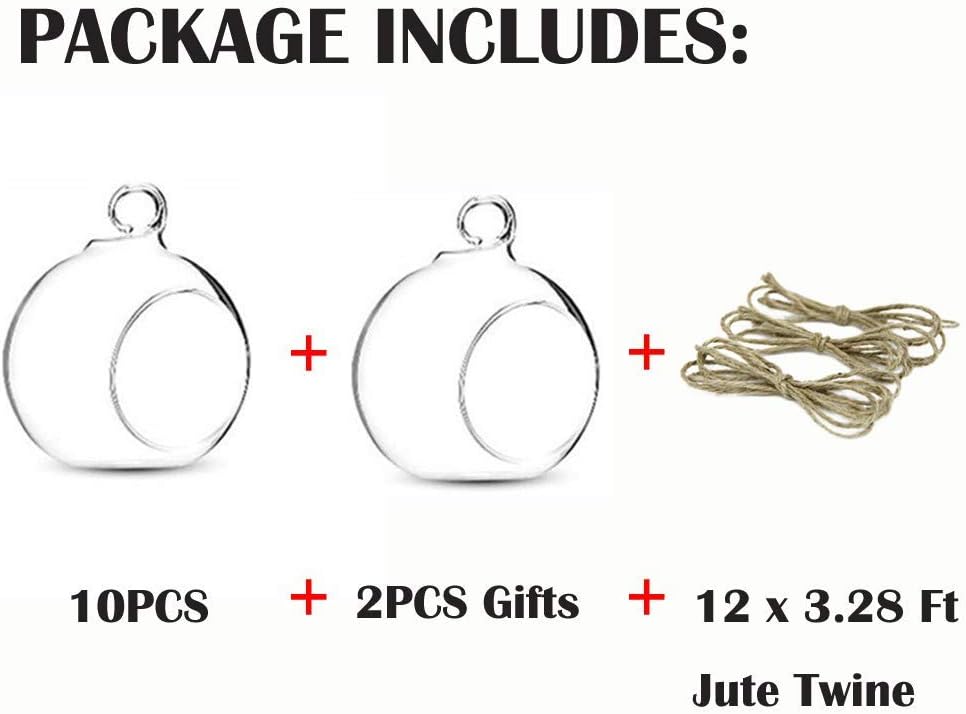 Set of 12 Air Plant Holder Hanging Glass Globe Tea Light Candle Holders Home Wedding Party Centerpieces Decor Indoor Outdoor Tealight Candleholders (12Pcs 4 inches Diameter)-VerdiqueGarden