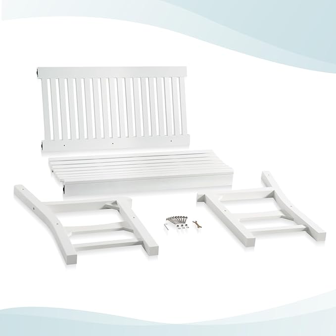 Psilvam 2-Person Poly Lumber Outdoor Bench with 700 Lbs Weight Capacity – Weatherproof Garden Seating for, Balcony Porch & Park, All-Weather Fade-Resistant Patio Furniture (White)-VerdiqueGarden