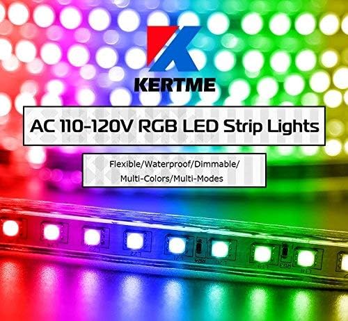 5050-60 Type AC 110-120V RGB LED Strip Lights, Flexible/Waterproof/Dimmable/Multi-Colors/Multi-Modes LED Rope Light + 24 Keys Remote for Home/Garden/Building Decoration (164ft/50m, RGB)-VerdiqueGarden