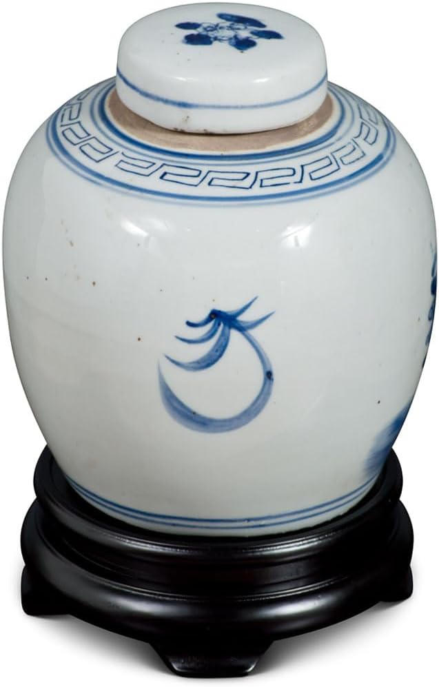 Blue and White Porcelain Bird Flower Motif Chinese Jar-VerdiqueGarden