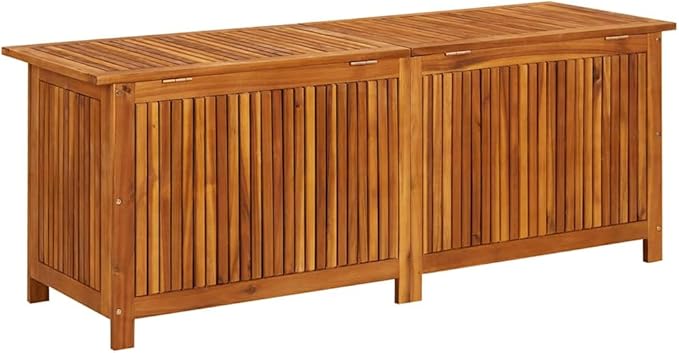 vidaXL Outdoor Storage Box, Deck Box with Gas-Lift Lid, Storage Chest with Water-Resistant Zippered Bag Inside, 59.1''x19.7''x22.8'', Solid Acacia Wood-VerdiqueGarden