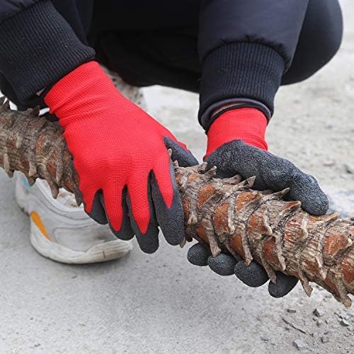 Evridwear Crinkle Latex Rubber Hand Coated Safety Work Gloves for Men Women General Multi Use Construction Warehouse Gardening Assembly Landscaping (M-Size) Red 120 Pairs Pack-VerdiqueGarden