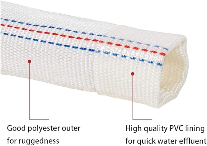 1.5"30M-98ft Lay-Flat Hose Pool Cleaning Belt Water Discharge Pump Hose With Aluminum Clamps Fittings Fire Hose Length Connection Hose Sump Pump Well Pump for House Garden and Irrigation Firehose-VerdiqueGarden