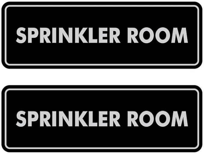 Signs ByLITA Standard Sprinkler Room Sign (Black/Silver) - Large 2 Pack-VerdiqueGarden