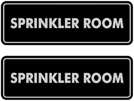 Signs ByLITA Standard Sprinkler Room Sign (Black/Silver) - Small 2 Pack-VerdiqueGarden