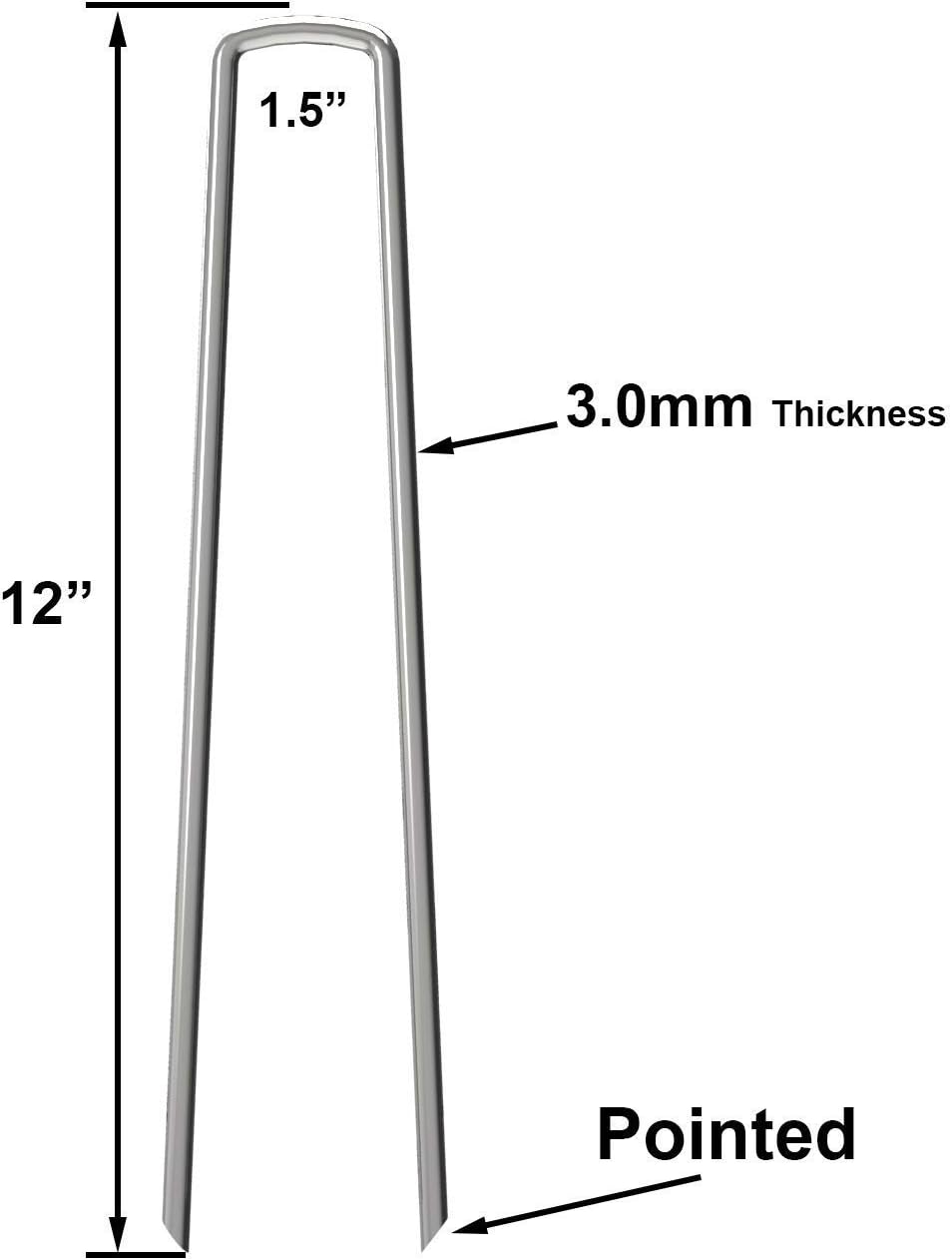 50 Pack Landscape Staples 12 inch,Heavy Duty Garden Stakes Pins Galvanized Landscape Fabric Staples Sod Ground Staple for Anchoring Weed Barrier Fabric-VerdiqueGarden