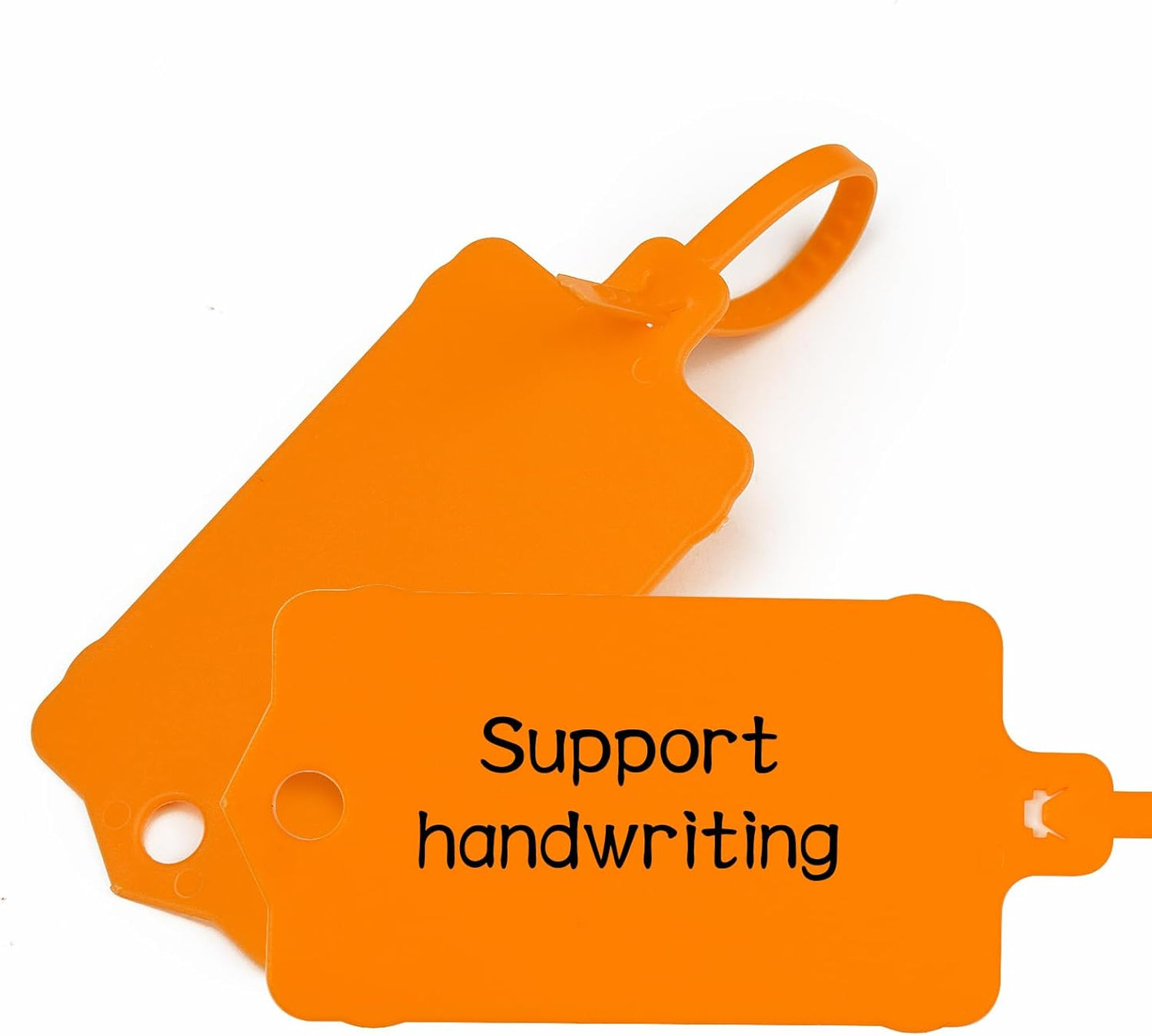 100pcs Blank Plastic Tags for Labeling Reusable Hanging Tags Ties Key Tag Storage Labels Waterproof Plastic Mark Label Writable Hang Sign with One Marker Pen (Orange)-VerdiqueGarden