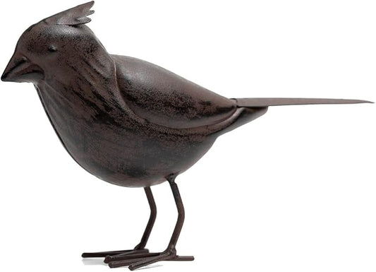 Decorative Small Nostalgia Style Cute Bird Art Iron Sculpture Figurine Home & Office & Garden Decoration, Rust/Brown (Cardinal Bird)-VerdiqueGarden