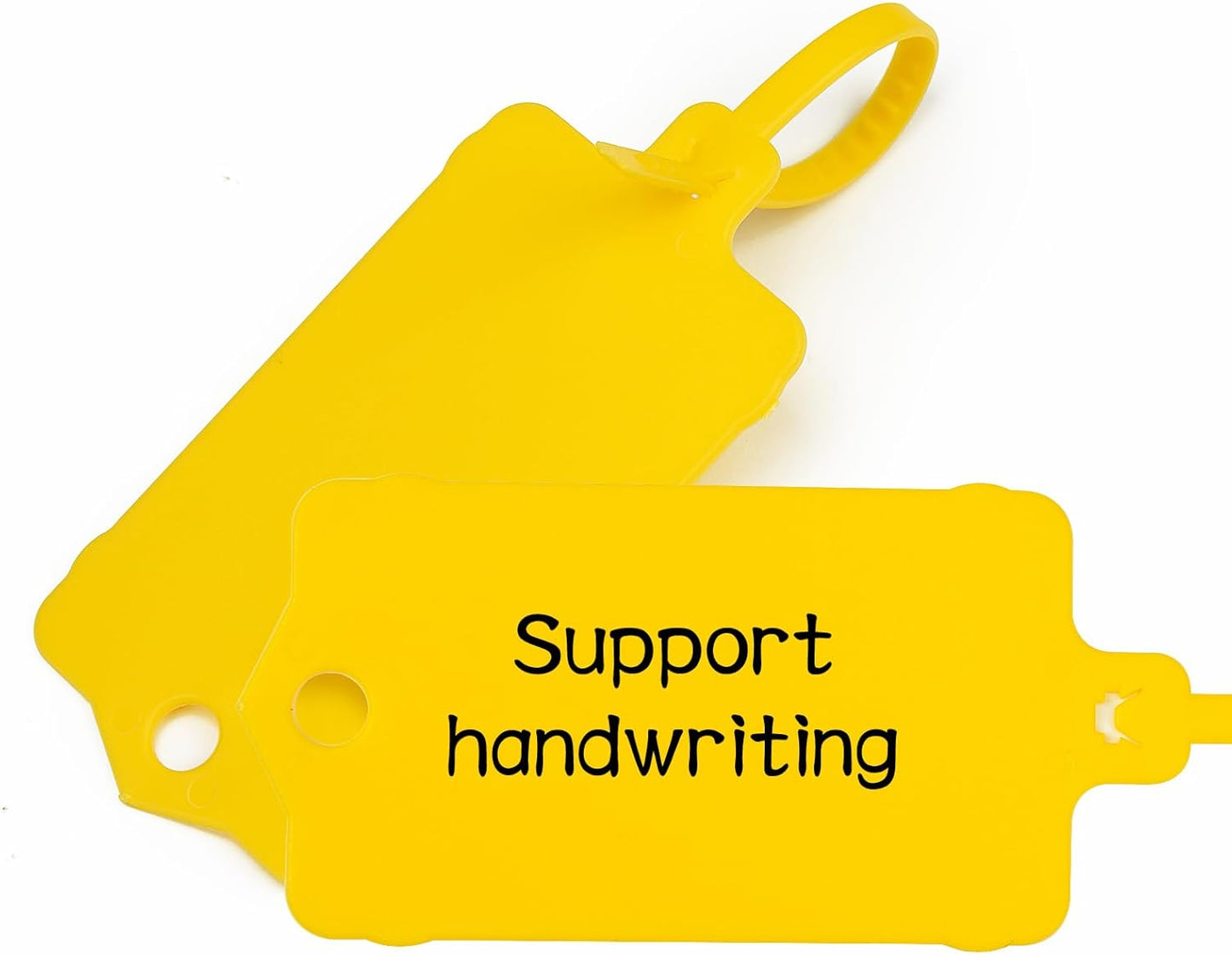 100pcs Blank Plastic Tags for Labeling Reusable Hanging Tags Ties Key Tag Storage Labels Waterproof Plastic Mark Label Writable Hang Sign with One Marker Pen (Yellow)-VerdiqueGarden